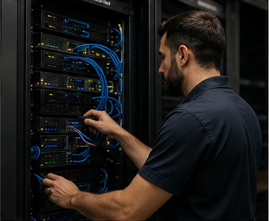 Server room racks supporting managed IT infrastructure